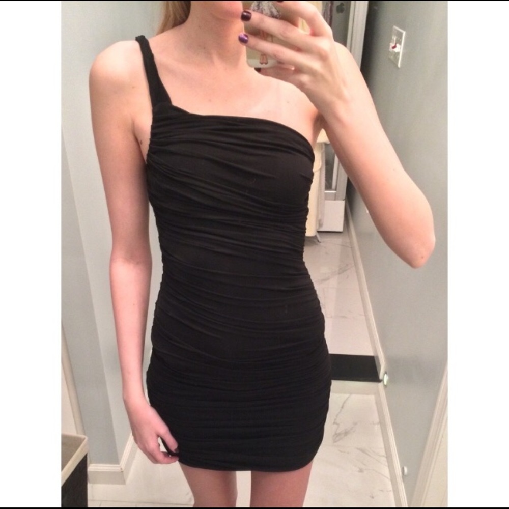 BCBG Max Azria Ruched Bodycon One Shoulder Dress